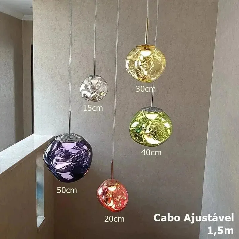 Conjunto Completo Lustre Pendente Moderno Luxuoso Lava Macaron Nórdico — detalhe