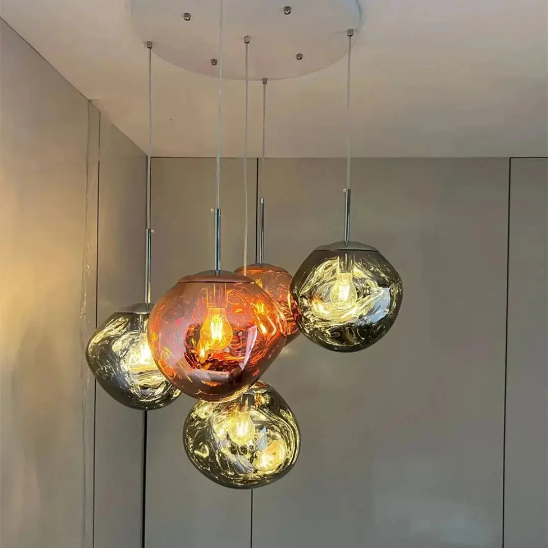 Conjunto Completo Lustre Pendente Moderno Luxuoso Lava Macaron Nórdico — vista complementar