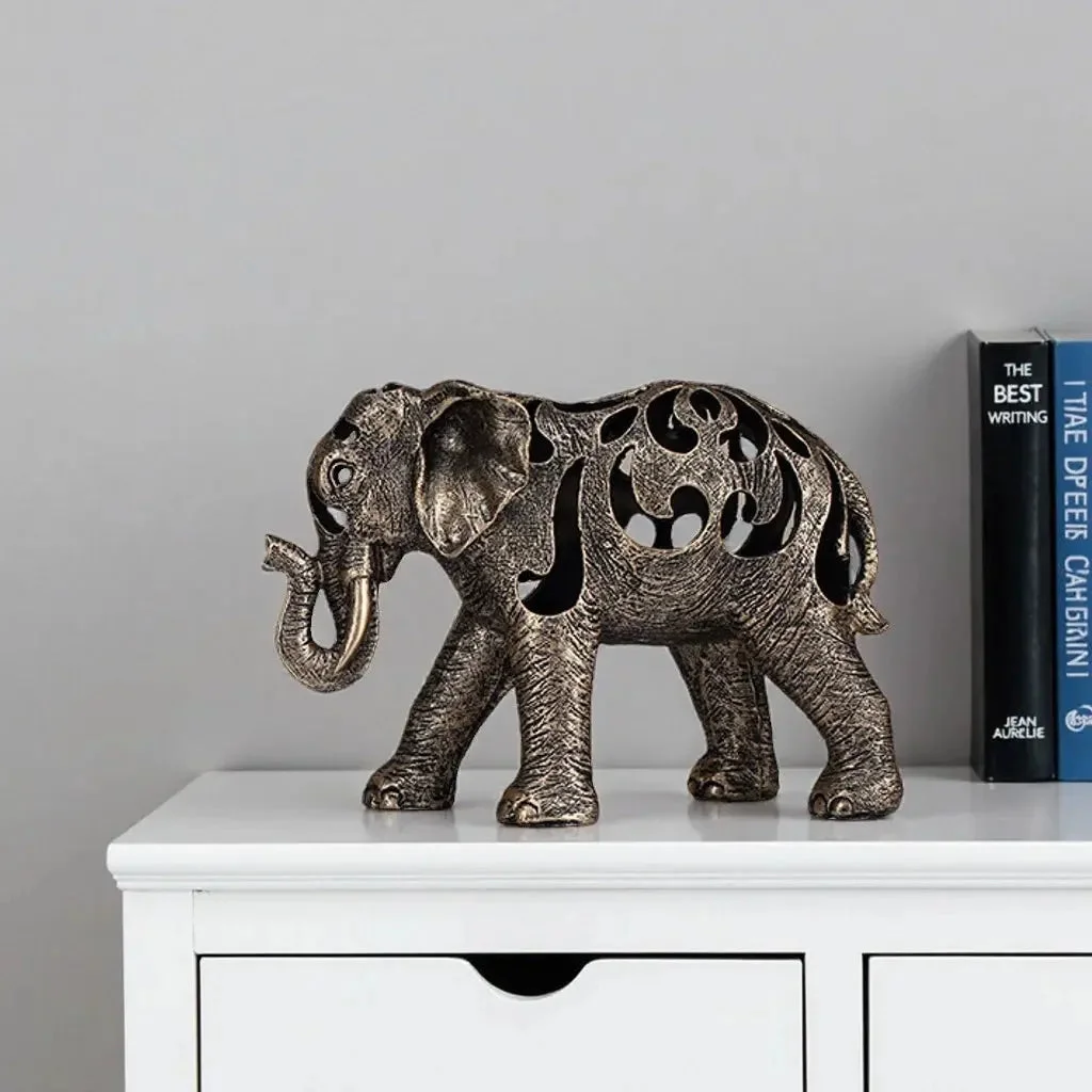 Escultura Elefante Oco em Resina - Estilo Retro — detalhe