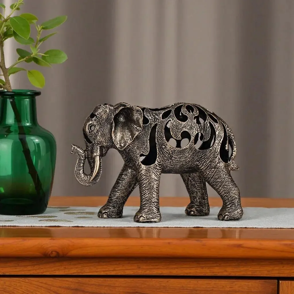 Escultura Elefante Oco em Resina - Estilo Retro — vista complementar