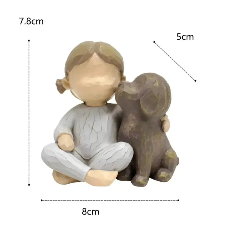 Escultura Menina e Cachorro Resina — vista complementar
