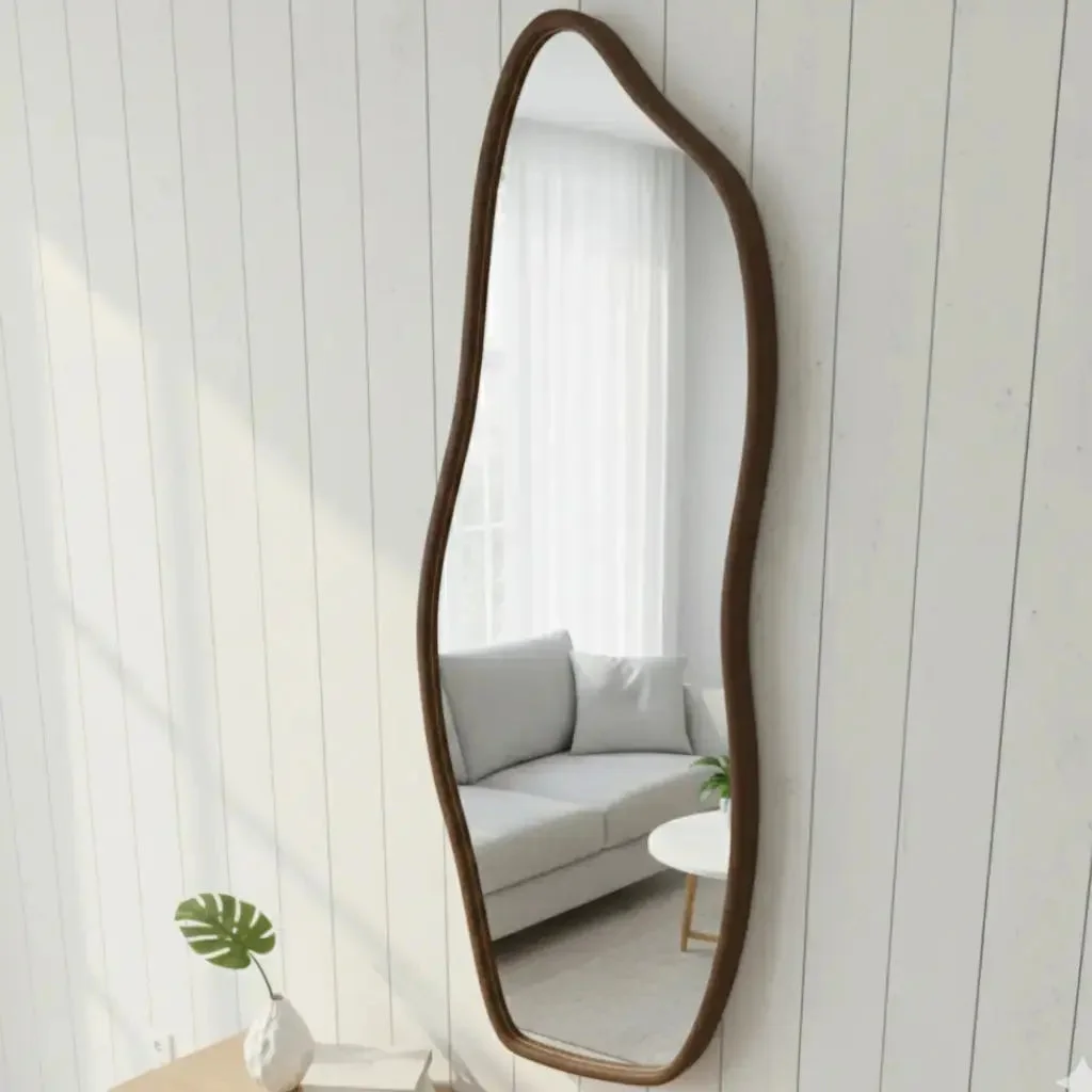 Espelho Orgânico 100×35 com Moldura em Couro — vista complementar