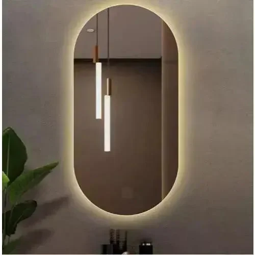 Espelho Oval Orgânico com LED – Luz Quente e Fria — detalhe