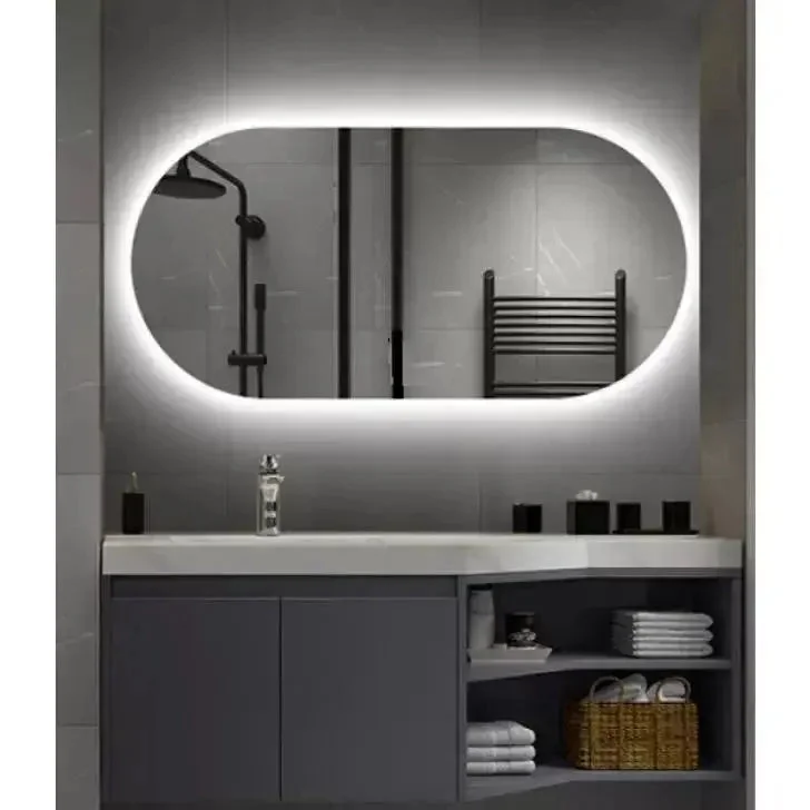 Espelho Oval Orgânico com LED – Luz Quente e Fria — vista complementar