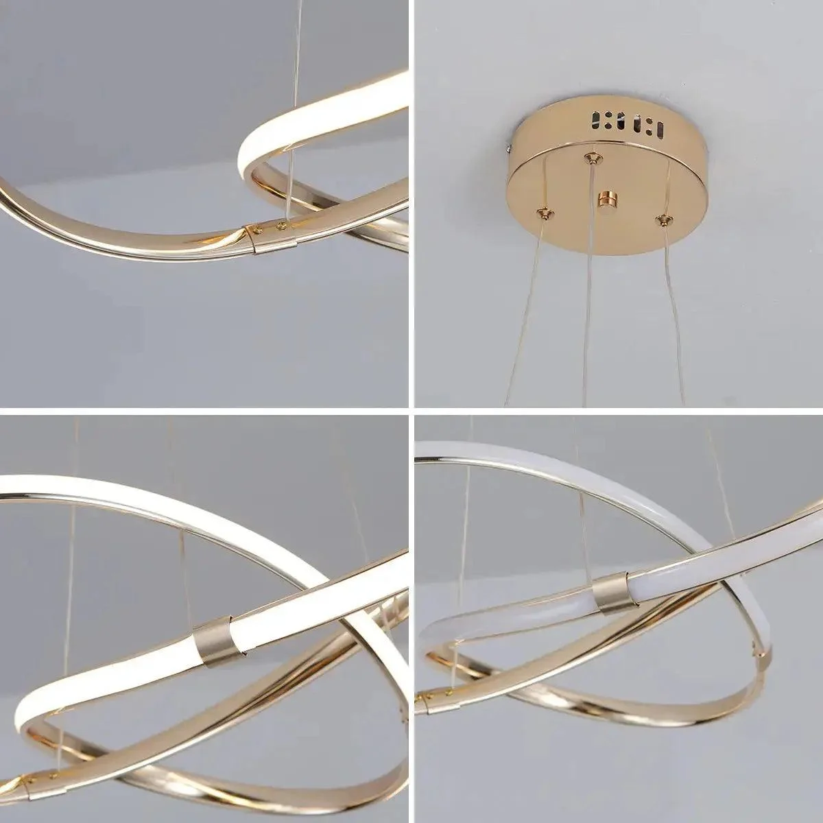 Lustre Circular Pendente Moderno Duplo em LED — detalhe