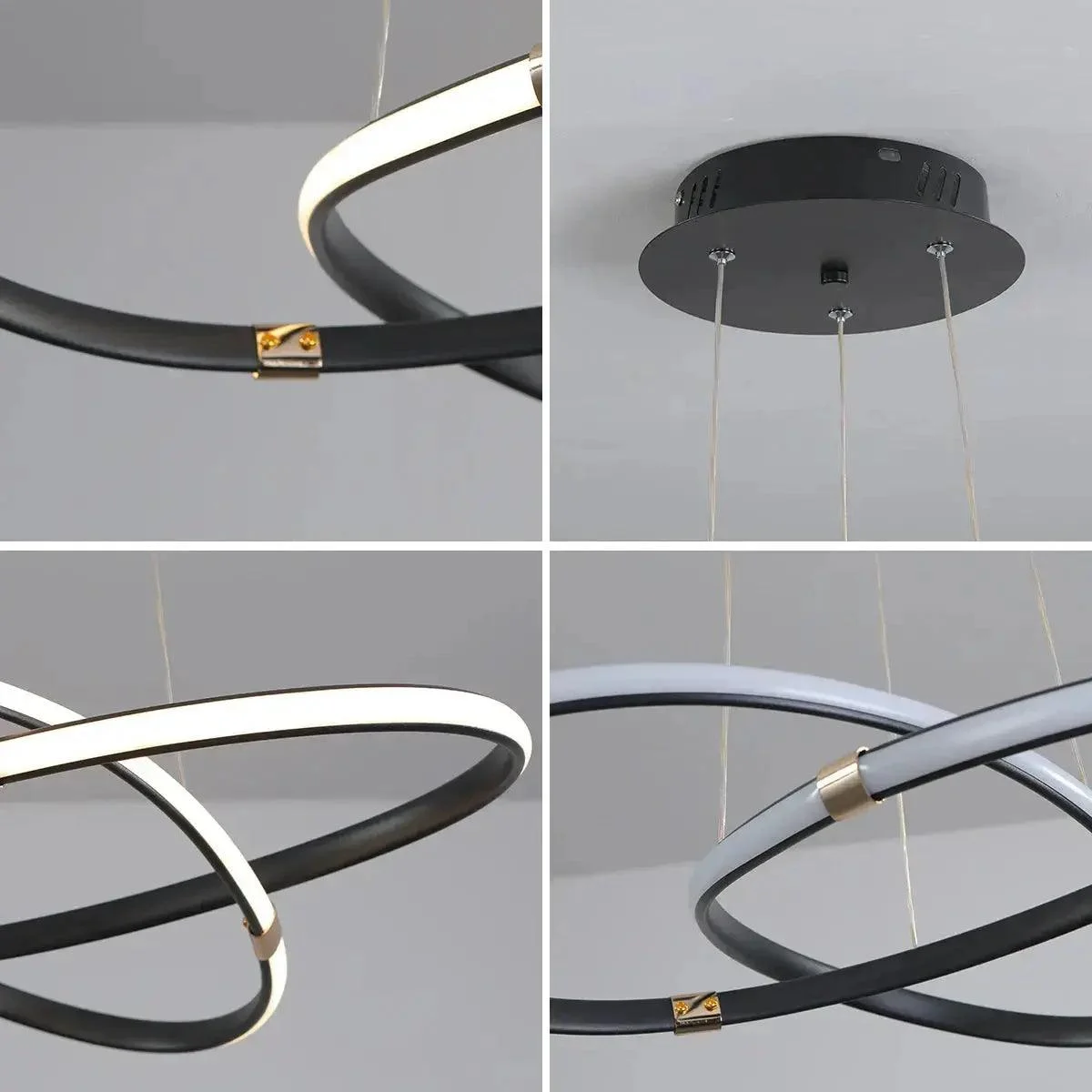 Lustre Circular Pendente Moderno Duplo em LED — vista complementar