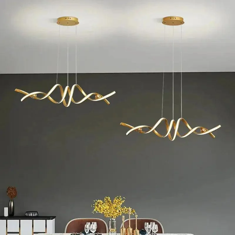 Lustre Pendente de Linear Ondas Minimalista — vista complementar