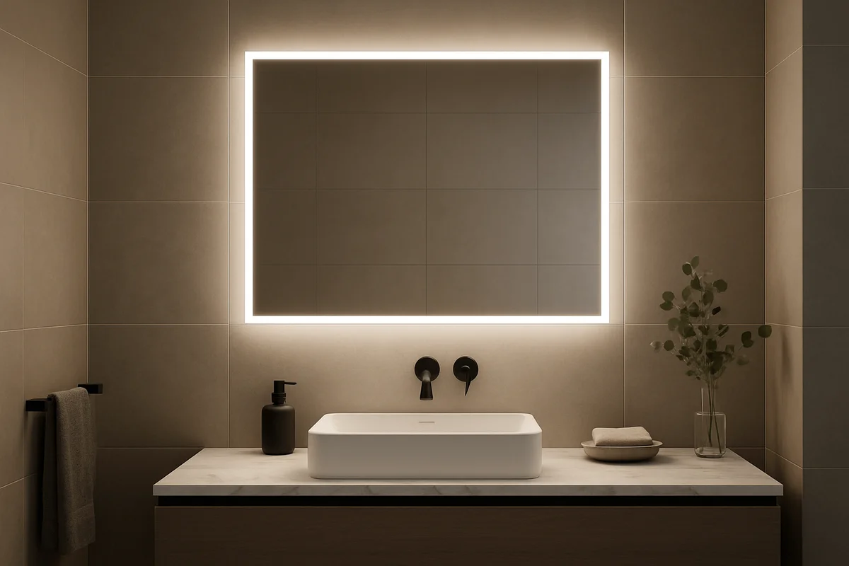 Espelho Banheiro LED 60x80cm – Iluminação Touch Moderno — detalhe